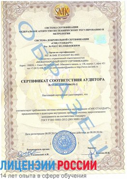 Образец сертификата соответствия аудитора №ST.RU.EXP.00006191-2 Коркино Сертификат ISO 50001